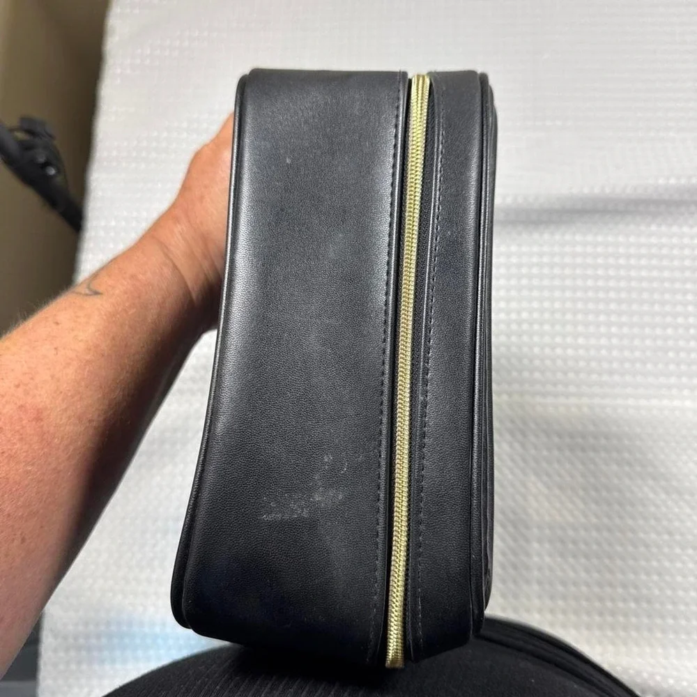 Estee Lauder cosmetic faux leather train case